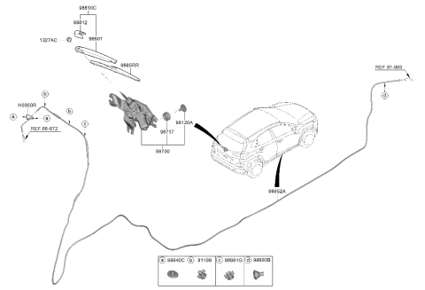 2020 Hyundai Elantra GT  Rear Wiper Arm Assembly Diagram for 988112P000