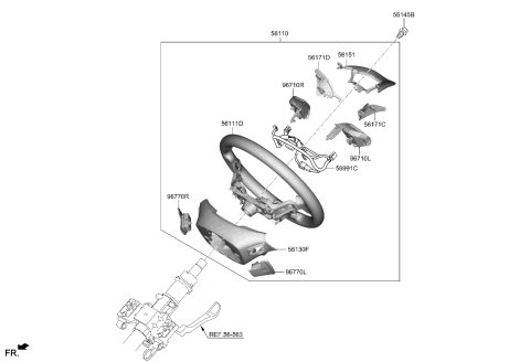 2000 Hyundai XG300 Steering Wheel Body Diagram for 56120J9100SRX