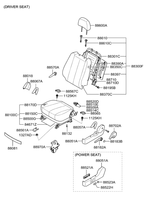 2022 Hyundai Nexo Switch Assembly-Power Front Seat LH Diagram for 885210A002