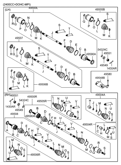 2014 Hyundai Genesis Shaft Assembly-Drive, LH Diagram for 495003K010