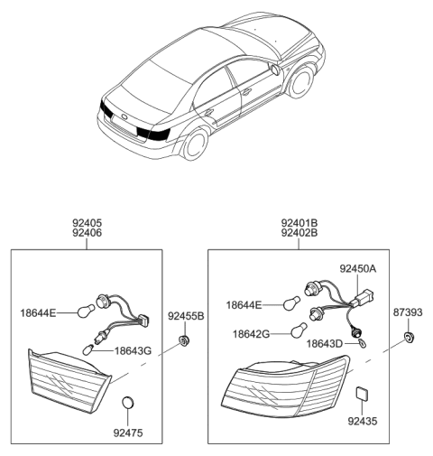 2014 Hyundai Genesis Lamp Assembly-Rear Combination Inside, LH Diagram for 924030A500
