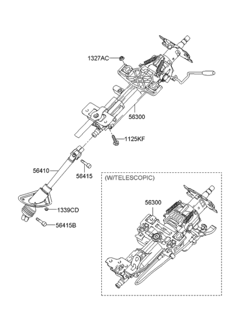 2014 Hyundai Genesis Column & Shaft Assembly-Steering Diagram for 563100A000
