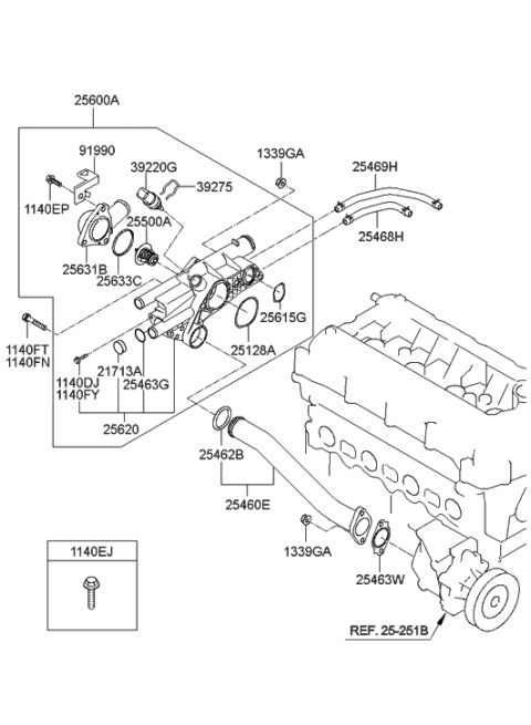 2015 Hyundai Genesis  Hose Assembly-Water From Throttle Diagram for 254692G201