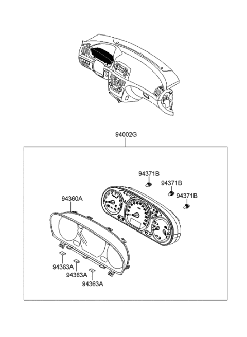 2023 Hyundai Kona N Glass & Bezel Assembly-Cluster Diagram for 943600A000