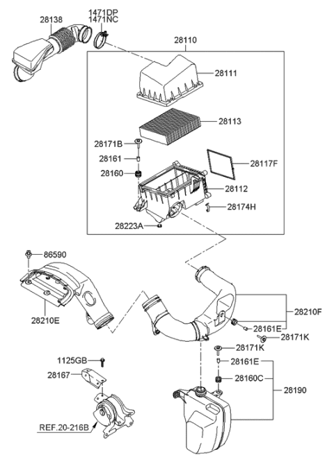 2022 Hyundai Nexo  Air Cleaner Element Diagram for 281133K200