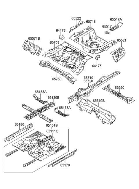 2022 Hyundai Nexo Member Assembly-Rear Floor Front Cross Diagram for 656103K100