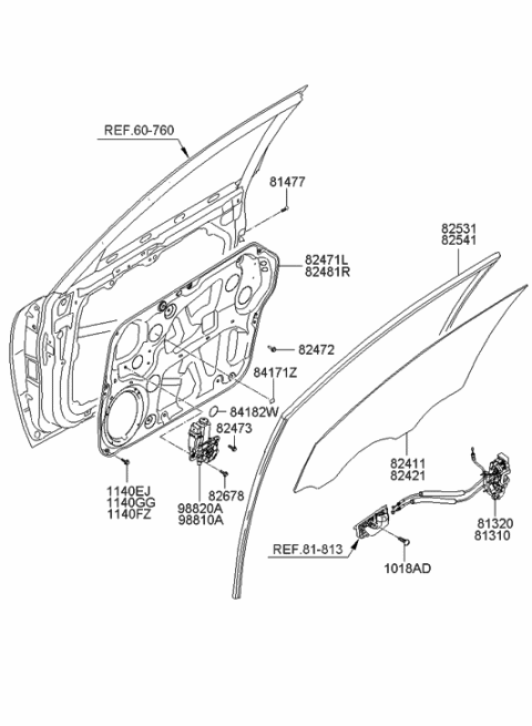 2023 Hyundai Kona N  Latch Assembly-Front Door, LH Diagram for 813103K520