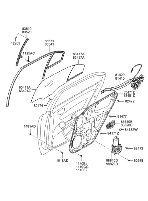 2023 Hyundai Kona N  Latch Assembly-Rear Door, LH Diagram for 814103K500