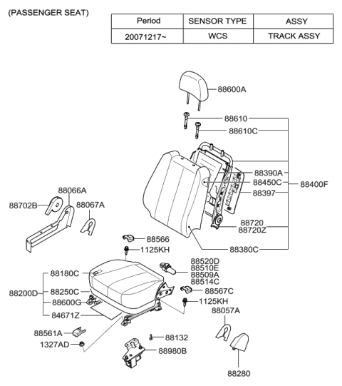 2015 Hyundai Genesis Stps Assembly-Front Seat, RH Diagram for 889803K000