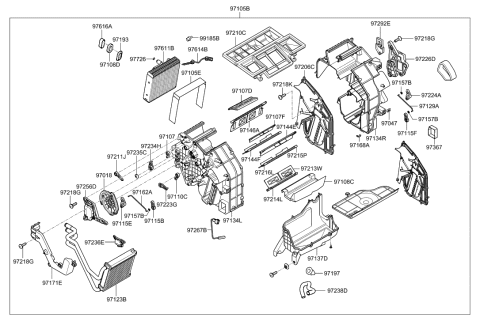 2014 Hyundai Genesis  Case-Heater & Evaporator, Lower Diagram for 971363K000