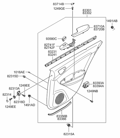 2023 Hyundai Kona N Rear Door Armrest Assembly, Left Diagram for 833503K510HZ