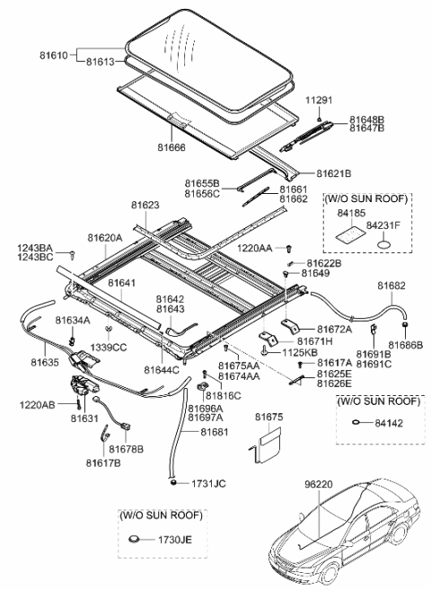 2015 Hyundai Genesis  Weatherstrip-Sunroof Glass Diagram for 816133K000