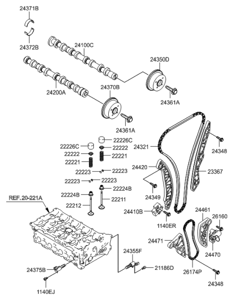 2022 Hyundai Nexo  Tensioner Arm Diagram for 2446125050