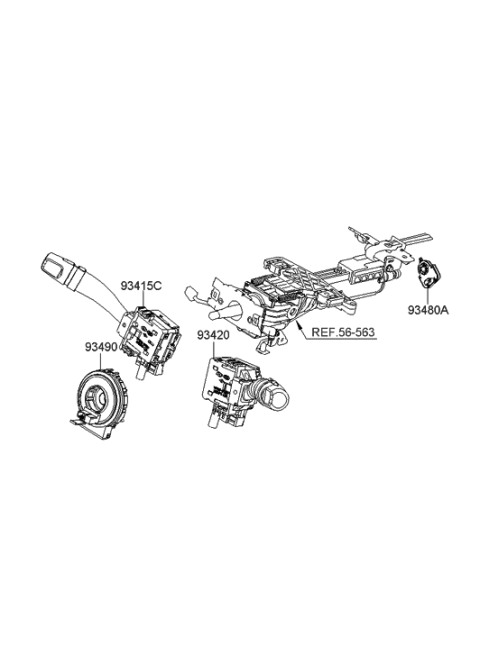 2014 Hyundai Genesis Steering Wheel Clock Spring Diagram for 934903K700