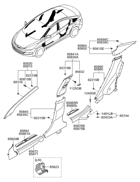 2018 Hyundai Ioniq Trim Assembly-Front Door Scuff LH Diagram for 858703Y000HZ