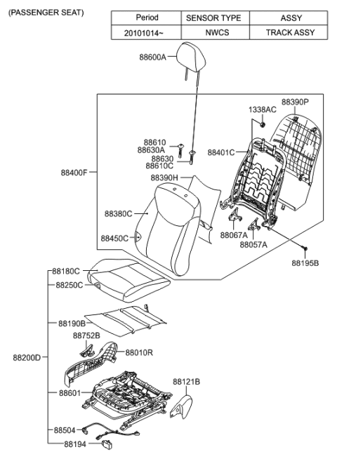2018 Hyundai Ioniq Cushion Assembly-Front Seat, Passenger Diagram for 882003Y000PBS