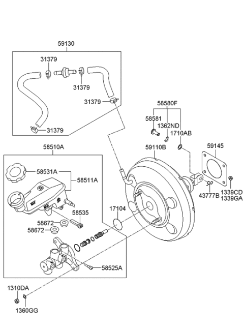 2015 Hyundai Elantra  Cylinder Assembly-Brake Master Diagram for 585103X400