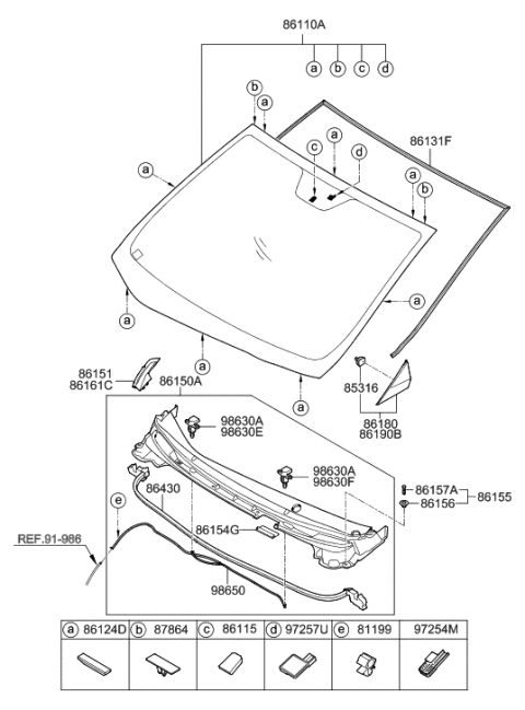2018 Hyundai Ioniq  Under Cover-Cowl Top Cover Diagram for 861583Y000