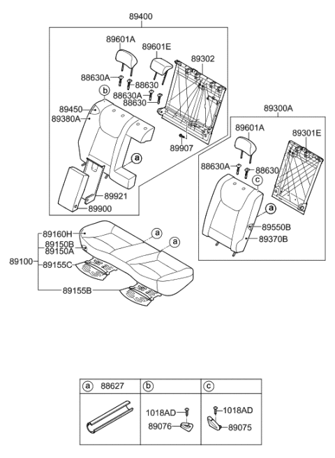 2014 Hyundai Elantra Webbing Guide-Rear Seat Back LH Diagram for 893903Y000RAS