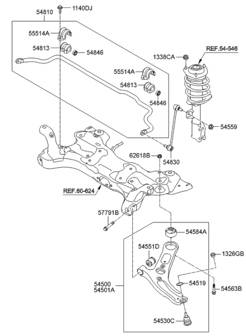 2015 Hyundai Elantra  Bar Assembly-Front Stabilizer Diagram for 548103X500