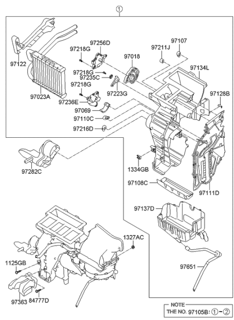 2015 Hyundai Elantra  Case-Heater & Evaporator, LH Diagram for 971343X100