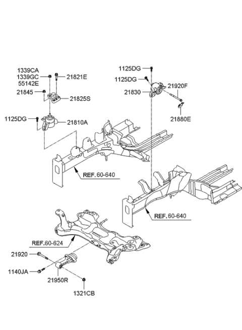 2015 Hyundai Elantra  Engine Mounting Bracket Assembly Diagram for 218103Y000