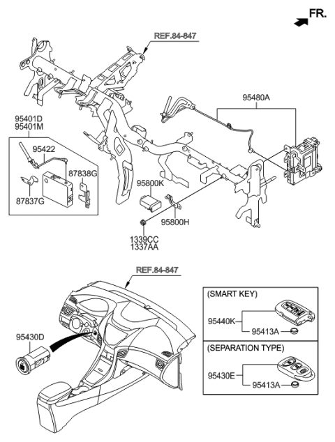 2015 Hyundai Elantra  Brake Control Module And Receiver Unit Assembly Diagram for 954003X831