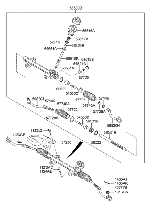 2014 Hyundai Elantra  End Assembly-Tie Rod, RH Diagram for 56820A5090