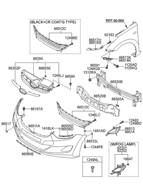 2014 Hyundai Elantra  Absorber-Front Bumper Energy Diagram for 865203Y000