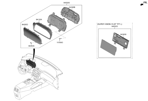 2002 Hyundai Elantra CLUSTER ASSY-INSTRUMENT Diagram for 94001N9040