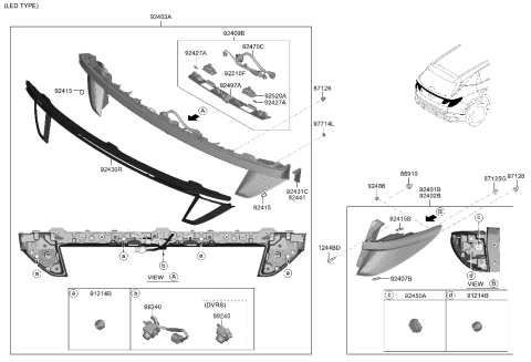 2005 Hyundai Elantra Mounting Clip-Rear Combination Diagram for 924852H000