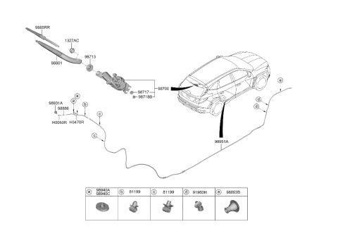 2005 Hyundai Elantra  Clip-Hood Latch Diagram for 98952D9100