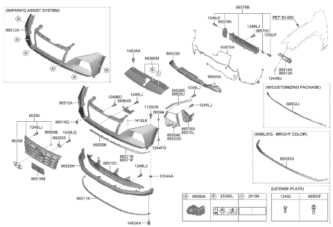 2005 Hyundai Elantra LIP-FR BUMPER Diagram for 86591N9000