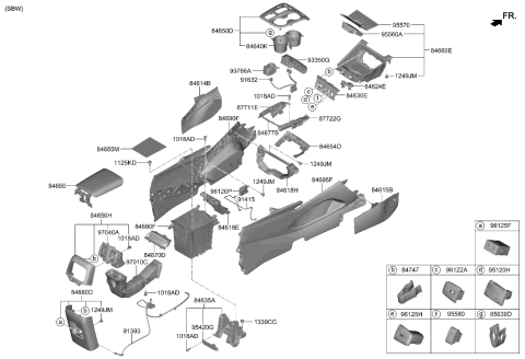 2002 Hyundai Elantra  COVER ASSY-CONSOLE UPR Diagram for 84650N9000LM5