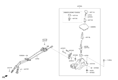 2006 Hyundai Tucson  Lever Assembly-Manual Transmission Diagram for 43700G3100TRY