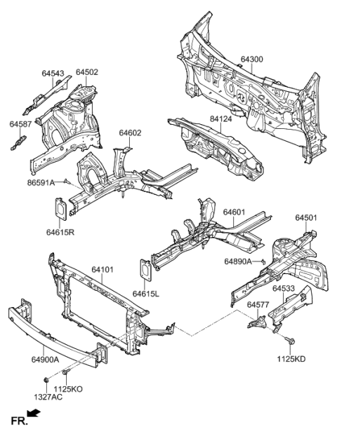 2006 Hyundai Tucson Beam Complete-Front Bumper Diagram for 64900G3100