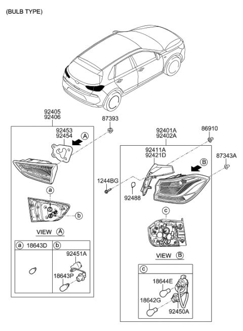 2006 Hyundai Tucson  Cover-Rear Combination Lamp LH Diagram for 92411G3000