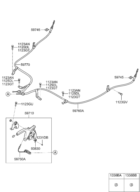 2022 Hyundai Genesis G80  CABLE ASSY-PARKNG BRAKE Diagram for 59750G3100