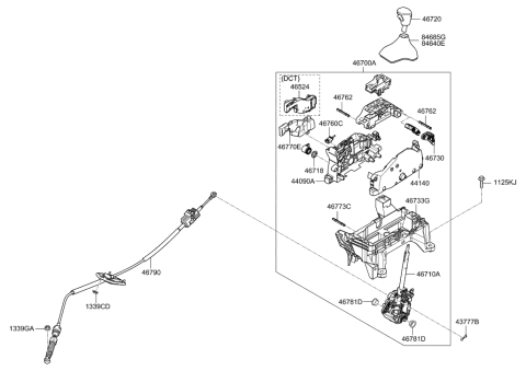 2022 Hyundai Genesis G80  Bracket Assembly-Shift Lever Diagram for 46730D4100