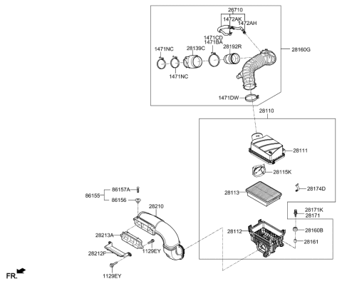 2022 Hyundai Genesis G80  Hose Assembly-Breather Diagram for 267102E700