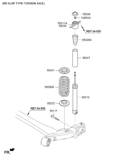 2007 Hyundai Tucson  Rubber Bumper Diagram for 55326G3AA0
