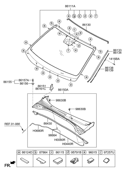 2007 Hyundai Tucson  Cover Assembly-Cowl Top Diagram for 86150G3000