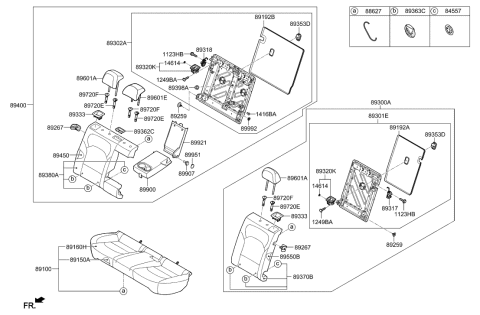 2022 Hyundai Genesis G80 Guide Assembly-Rear Seat HEADREST W/LEVER Diagram for 89720F2100TRY
