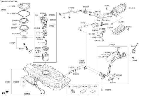2022 Hyundai Genesis G80  Tank Assembly-Fuel Diagram for 31150G3500