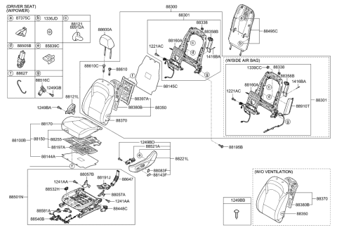 2007 Hyundai Tucson  Switch Assembly-Power FR Seat LH Diagram for 88540F2100