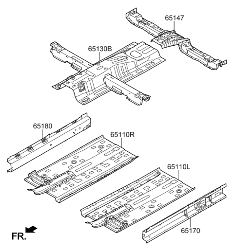 2022 Hyundai Genesis G80 Panel Assembly-Side Sill Inner, LH Diagram for 65170G3000