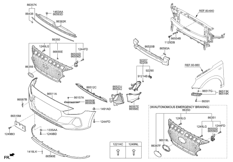 2007 Hyundai Tucson  Bracket-Front Bumper Side Support, LH Diagram for 86555G3000