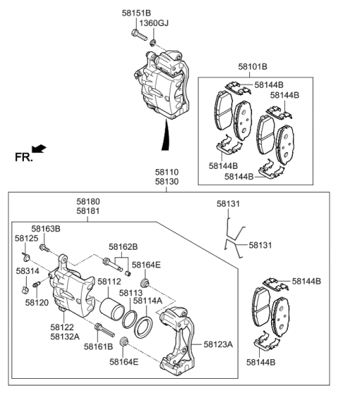 2007 Hyundai Tucson  Cylinder Machining, RH Diagram for 58132B2000