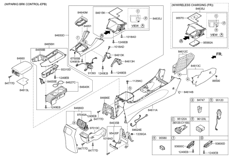 2022 Hyundai Genesis G80 Smart Key Antenna Assembly Diagram for 95420F9000