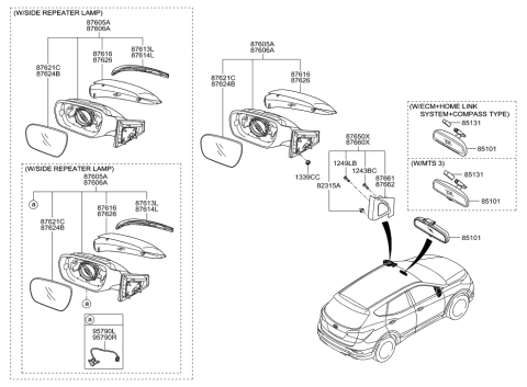 2019 Hyundai Nexo Mirror Assembly-Rear View Inside Diagram for 851013Q000